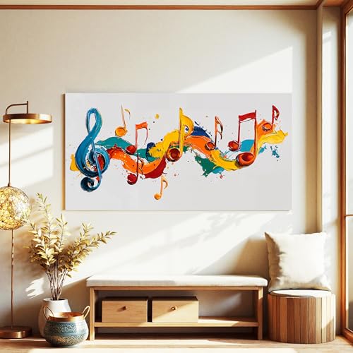Abstract Colorful Wall Art Prints 24"x48" Music Notes Wall Art For Bedroom - color: IU2B, size: 48"L x 24"W
