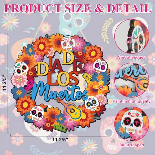 COCHIE Día De Los Muertos Sugar Skulls Door Decorations Welcome Sign - style: Death