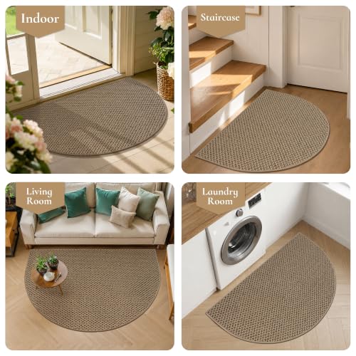 Dirt Trapper Door Mat 26" x 40", Non-Slip, Half Circle, Beige - color: Beige, size: 26" x 40"(Semicircular)