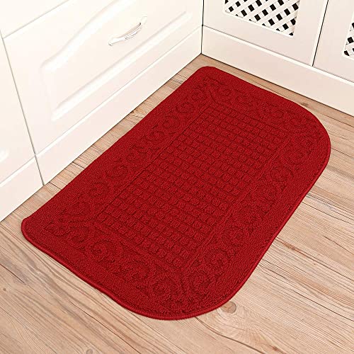 COSY HOMEER 39x20 Half Round Kitchen Rug,Non Slip Washable Mat,Burgundy 1PC - color: Burgundy, size: 1'8" x 3'3" (Semicircular)