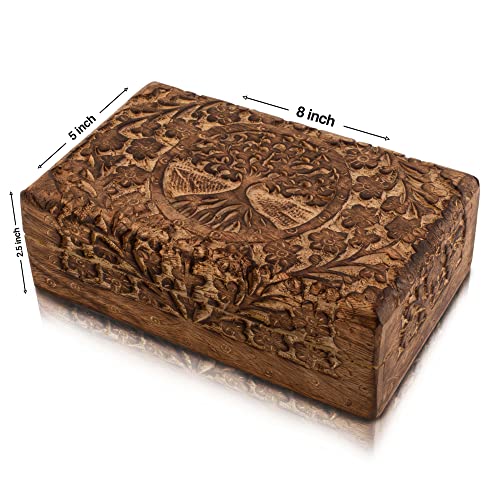 Handmade Wooden Jewelry & Keepsake Box, Decorative Storage Box, 8 x 5 Inch - color: Antique Finish