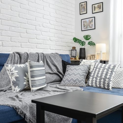 Flutesan 12 Pcs Pillow Covers 18x18 Geometric Linen for Couch, Gray - color: Gray