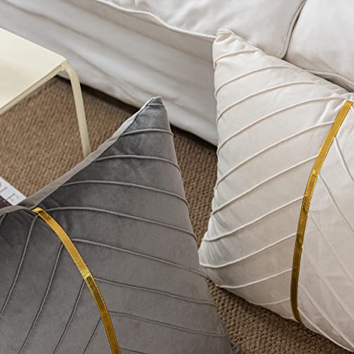 WACOMECO Velvet Throw Pillow Covers, Pack of 2 Soft Gold Decorative Cushion Covers for Couch Sofa Living Room Home Decoration, Cream White, 16x16 inch - color: Cream White, size: 16" x 16" (Pack of 2)