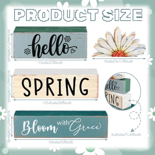 Amyhill 4 Pcs Wooden Sign Decor Hello Spring Bloom - style: Hello Spring Bloom