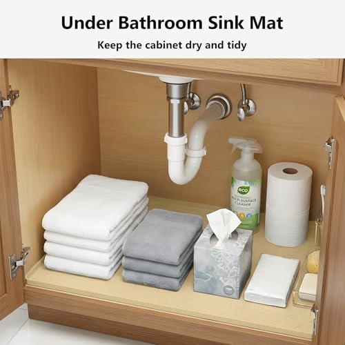 Mateeylife Under Sink Mat Kitchen Waterproof, Silicone Sink Tray 22"X31" - color: Khaki, size: 22''W x 31''L