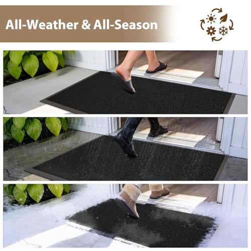 Front Door Mat Outside Entrance Welcome Mat 24"x36" Black 2x3 ft - color: Black, size: 24"x36"