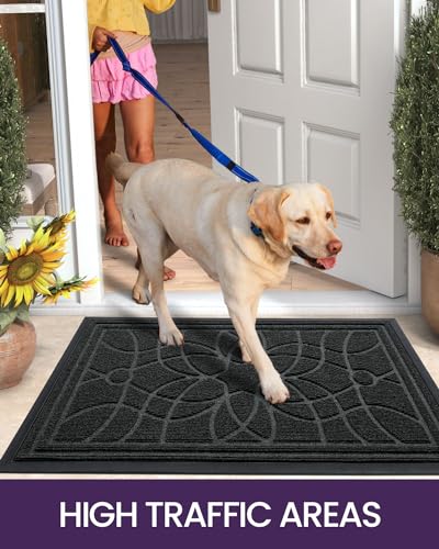 DEXI Front Door Mat Outside Entrance 32x48, Heavy Duty Non Slip, Black - color: Black, size: 32" X 48" (Rectangular)