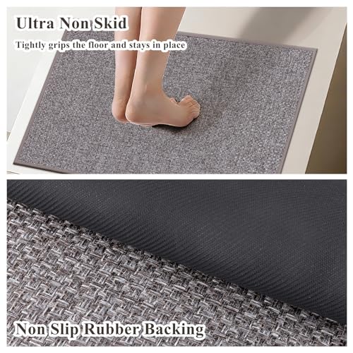 Ileading Non Slip Kitchen Rug, Waterproof Anti Fatigue Cushioned Floor Mat for Kitchen, Durable Entryway Doormat, Dirt Resistant Small Runner Rug with Rubber Backing 23"x35.5" - color: Gray&brown, size: 23"x35.5"
