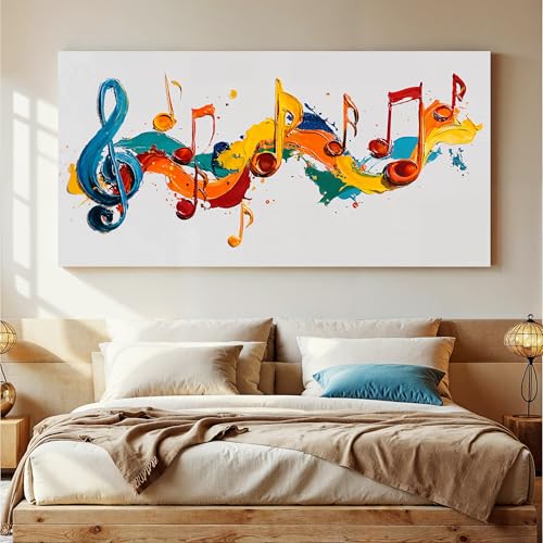 Large Wall Art Decor 29"x58" Colorful Music Notes Wall Art For Living Room - color: IU2B, size: 58"L x 29"W