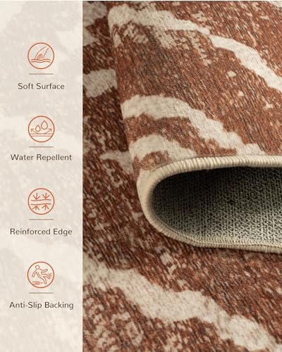 BESTSWEETIE 2'x5' Washable Area Rug for Living Room Runner Yellowbrown - color: Yellowbrown/Cream, size: 5' x 2' (Rectangular)