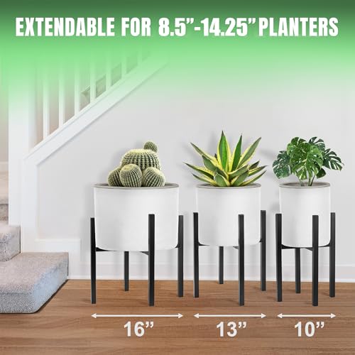 Sorbus Adjustable Metal Plant Stand – Mid Century Style Flower Pot Holder, 10 to 16 Inches Planter Stand for Modern Home Décor, Houseplants – Plant & Pot NOT INCLUDED (Black, 1 Pack) - color: Black, size: Adjustable 10 to 16 inches (1 Pack)