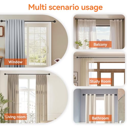 Black Curtain Rods for Windows 28 to 48 Inch, 5/8" Diameter Heavy Duty Metal Adjustable Small Curtain Rod With Bracket - color: Black, size: 28-48"(1 Pack)