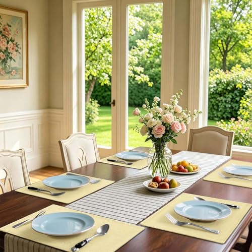 Homaxy Cloths Placemats for Dining Table Set of 4, 13" x 19", Lemon Yellow - color: Lemon Yellow, size: Placemats Set of 4