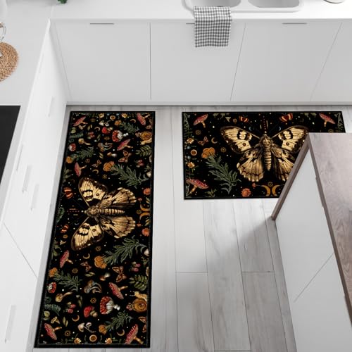 Mushroom Rug Kitchen Decor Set of 3 Non Slip Washable Door Mat