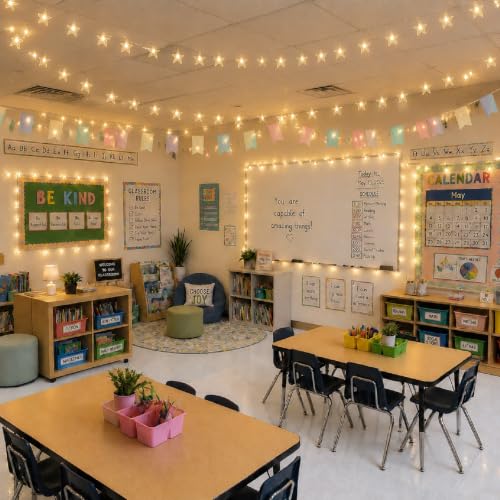Star String Lights for Classroom Decor, 33 ft 100 LED Plug-in Fairy Lights