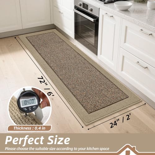 BEQHAUSE Kitchen Runner Rug 24"x72", Non Slip Kitchen Mat Washable, Taupe - color: Taupe, size: 24" X 72" (Rectangular)