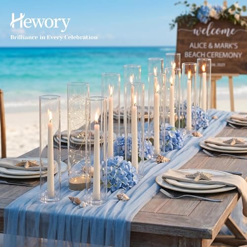 Hewory Hurricane Glass Candle Holders: 24 PCS Chimney Covers Bulk 12.6" H