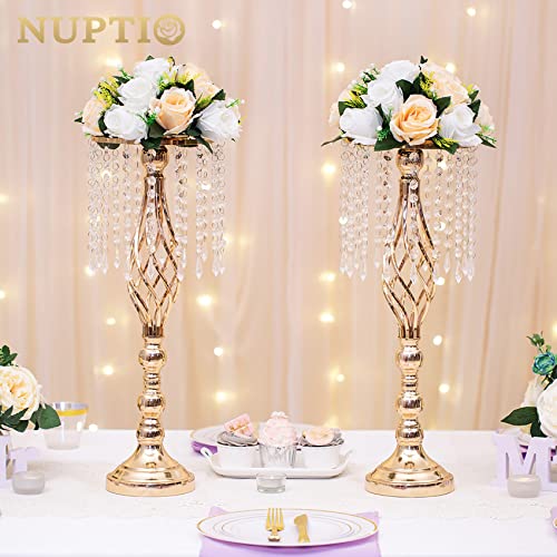 NUPTIO Flower Balls Wedding Table Centerpieces, Peachy Champagne & White - color: Peachy Champagne & White, size: 2 Pcs