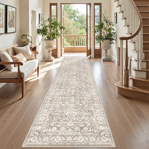 Soalmost Runner Rug Non-Slip for Hallway 2.5x10, Washable Soft Kitchen Rug - color: Light Brown, size: 2'6" x 10' (Runner)