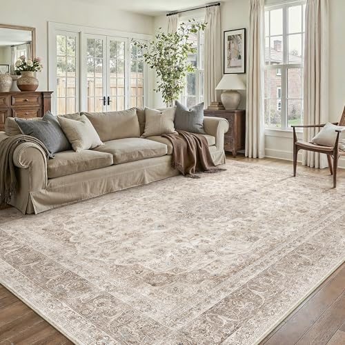 PureCozy 5x8 Area Rug Washable Beige Vintage Traditional Oriental - color: Antique | Beige, size: 5' x 8' (Rectangular)