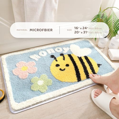 Molesun Bee Bath Mat 20x31, Soft Absorbent Microfiber Bath Rugs - color: Honeybee, size: 20" x 31"