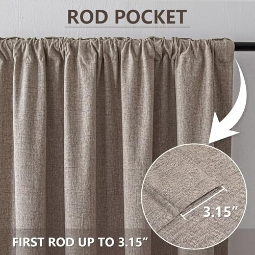 100% Blackout Curtains 108 inch Faux Linen (W37 x L108, Beige) - color: Beige, size: 37"W x 108"L (Pack of 2)