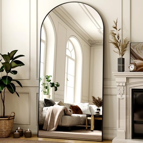 XRAMFY 78"x38" Black Arch Full Length Mirror - color: Black, size: 78"L x 38"W