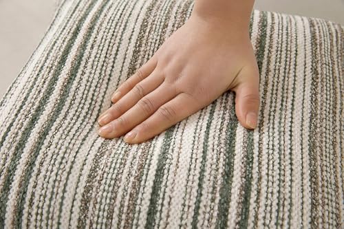 Boho Throw Pillow Covers 18x18 Inch Set of 2, Soft Tufted Striped Textured Accent Cushion Case, Farmhouse Decorative Neutral Pillowcase for Living Room Couch Bed (Green, 20" x 12" (Pack of 2)) - color: Green Strip, size: 20" x 12" (Pack of 2)