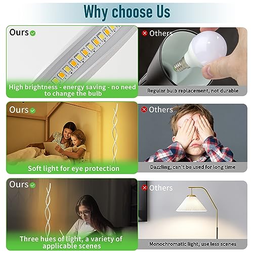 Modern Floor Lamps for Living Room White 3‑Color Remote Dimmable - color: White