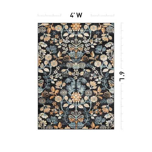 Rugshop Vintage Floral Botanical Area Rug for Living Room Black 4' x 6' - size: 4' x 6' (Rectangular)