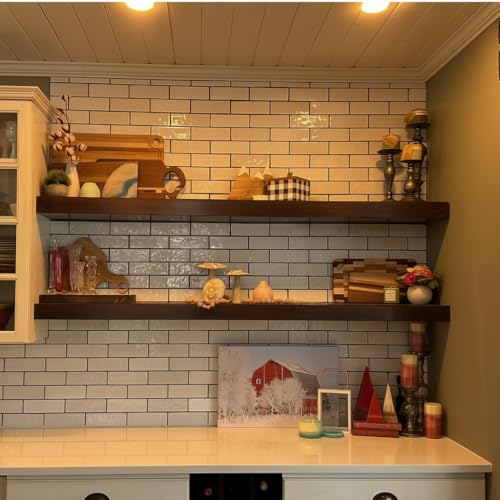 foxsky 48 Inch Long Walnut Floating Shelves for Wall, Solid Wood Shelf - color: Walnut, size: 48 inch