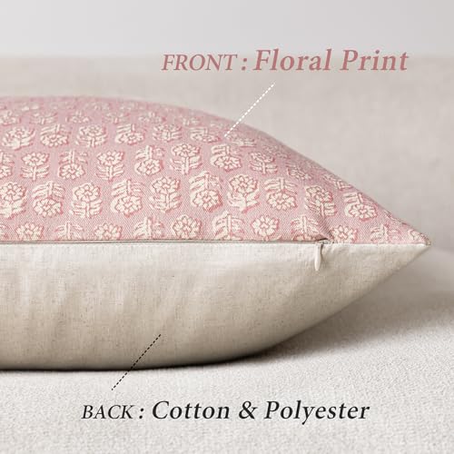 Foindtower Decorative Floral Print Throw Pillow Covers 18×18 Light Pink - color: Light Pink, size: 18" x 18" (Pack of 2)