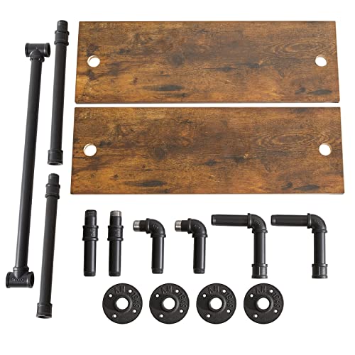 IBUYKE 2-Tiers Industrial Pipe Shelves with Towel Bar RF-TM014 - size: 2 Tier with Tower Bar