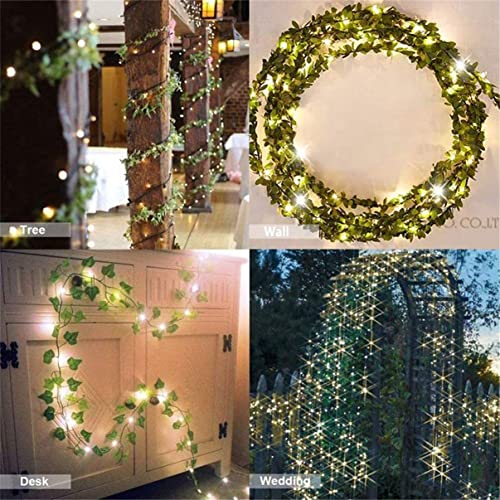 Fake Vines with Fairy Lights 12PCS 86FT Artificial Ivy Garland with Lights 8 Modes Remote Hanging Plants Faux Greenery Leaves for Bedroom wall Art Aesthetic Office Wedding Party Home Garden Decor