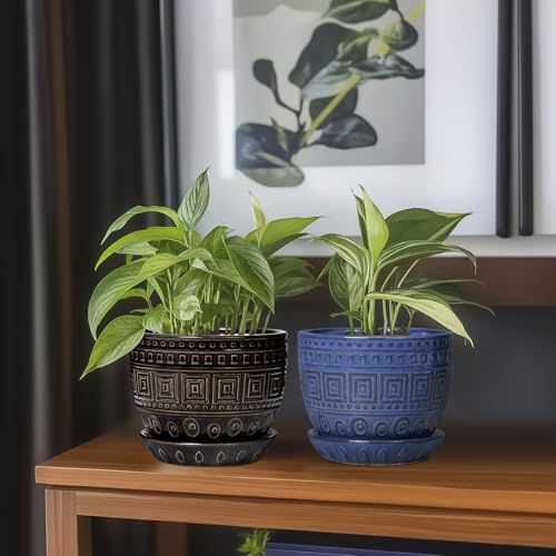 G EPGardening Ceramic Plant Pot, 5.5 Inch Ceramic Planter, Black - color: Palindrome Black