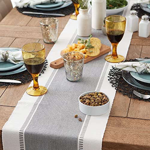 DII Dobby Stripe Table Runner, 13x72 Cool Gray & Cream Background - color: Cool Gray, size: 13x72"