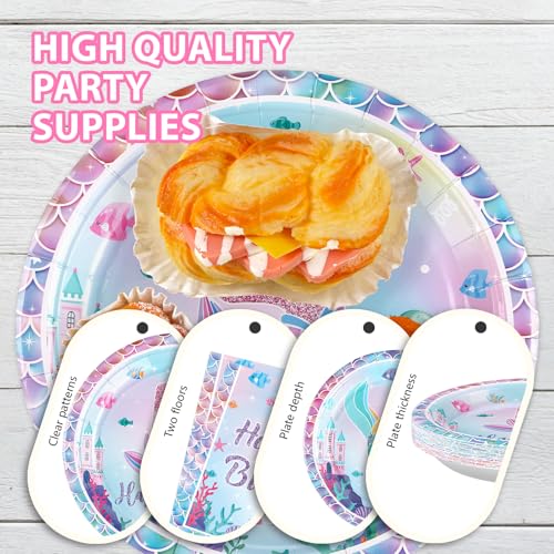 Grencian 96 Pcs Mermaid 5th Birthday Party Decorations for Girls, Serves 24 - style: Mermaid 5th Kit
