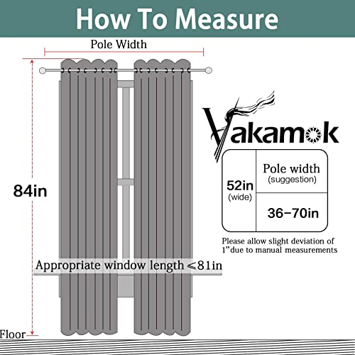 Yakamok Grey Room Darkening Curtains 84 inch Gray Sliding Door Drapes - color: Grey, size: 52"W x 84"L (Pack of 1)