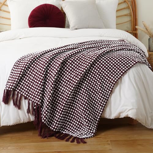 Battilo Throw Blanket for Couch, Red Textured Dot Throw Blankets, 50"x60" - color: Red Dot, size: 50"x60"