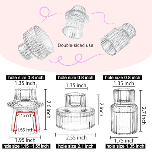 Glass Candlestick Holders, Taper Candle Holders, Set of 6, Clear - color: Clear, size: 6 PCS