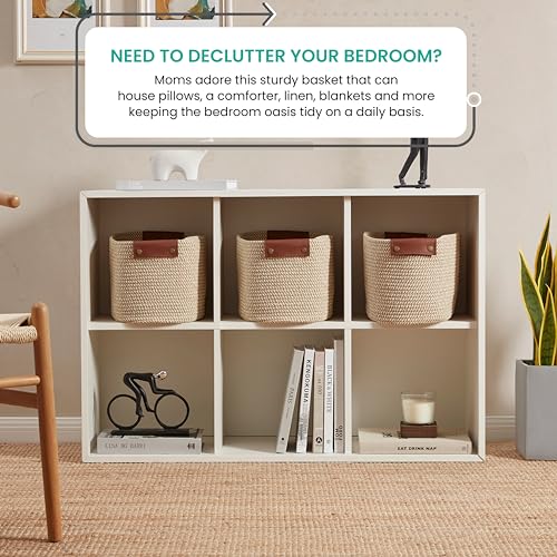 3 Pack Woven Cotton Rope Storage Basket, 15x10x9, Multi-Brown - color: Multi-Brown