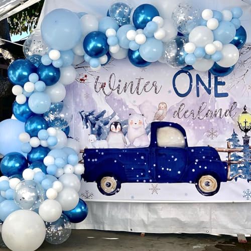 Blue White Balloons Set, 60 Pcs 12 Inch Metallic Chrome Blue Pearl Blue Balloons Light Blue Balloon for Birthday, Bridal Shower, Wedding Party Decoration - color: Blue