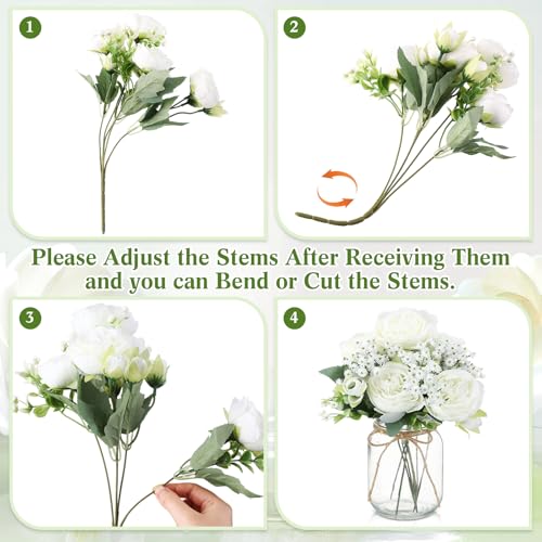 Zeyune 12 Sets Mason Jar Flowers Centerpiece Table Decorations,White - color: White