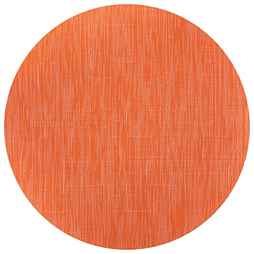 SHACOS Round Table Placemats Set of 5 Woven Vinyl Wedge Placemats with Centerpiece Round Table Mats Heat Resistant Wipe Clean (5, Orange) - color: Orange