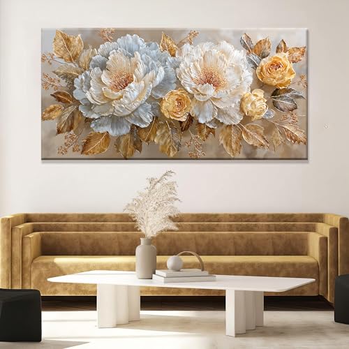 Canvas Art Wall Decor Modern Wall Art Pictures For Living Room Blue And White Floral Wall Art Large Abstract Art Wall Decor Artwork for Walls Canvas Prints Bedroom Office Aesthetic Wall Decor 29" X 58" - color: QLS-03D, size: 58"L x 29"W