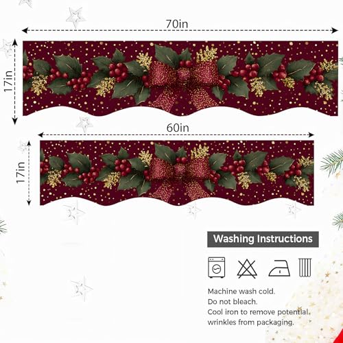 NYZE Christmas Mantel Scarf 70 x 17 Inch Fireplace Mantel Scarf Cover Decoration for Christmas Fireplace Scarf Shelf Top Runner Holiday Winter Home Decor - size: 70 x 17 in, style: Bow