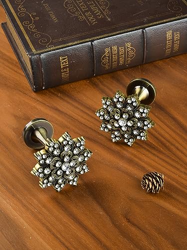 SUQ I OME Vintage Zinc Alloy Window Drapery Medallion Holdbacks, Bronze Snowflake