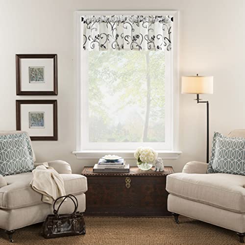 VOGOL Gray Vine Botanical Kitchen Valance, 52 x 14 Inches - color: Grey, size: 52"W x 14"L (Pack of 1)