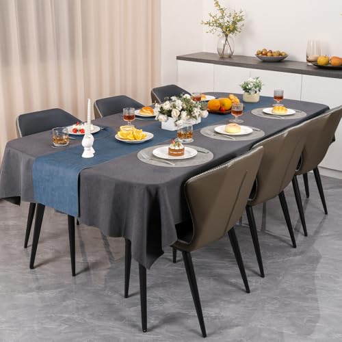 Myir JUN 14" Round Placemats Set of 4, Reversible Dual-Color Place Mats - color: Light Gray Navy Blue