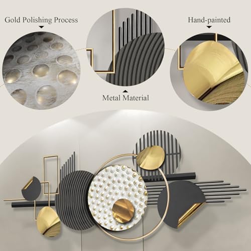 Lucky Monet Large Wall Decor for Living Room, Modern Metal Wall Art, 3D Textured Geometric Wall Sculpture 59"x24" Wall Hanging Decoration for Dinning Room Bedroom Entryway - color: Style 2